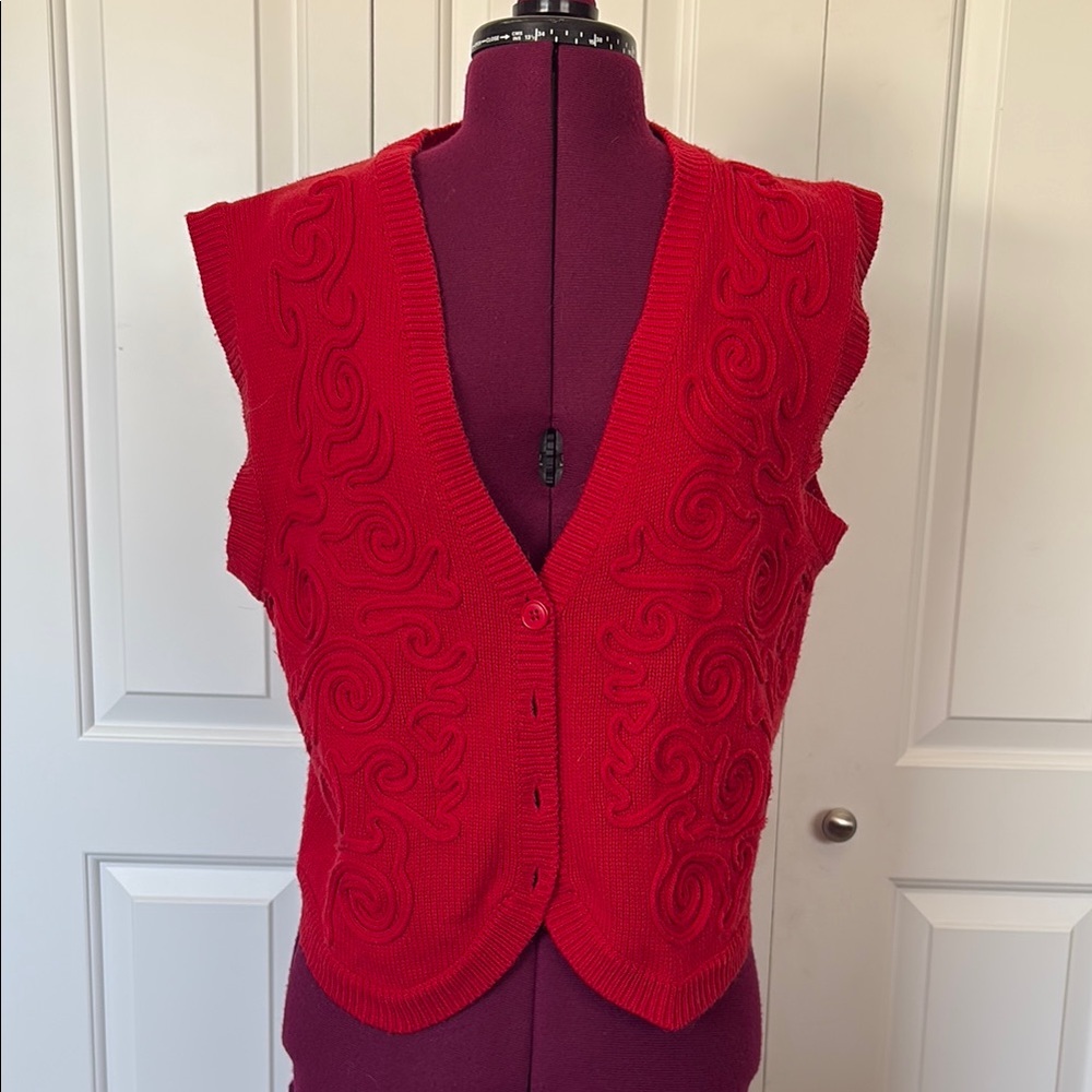 Vintage Red Knit Sweater Vest